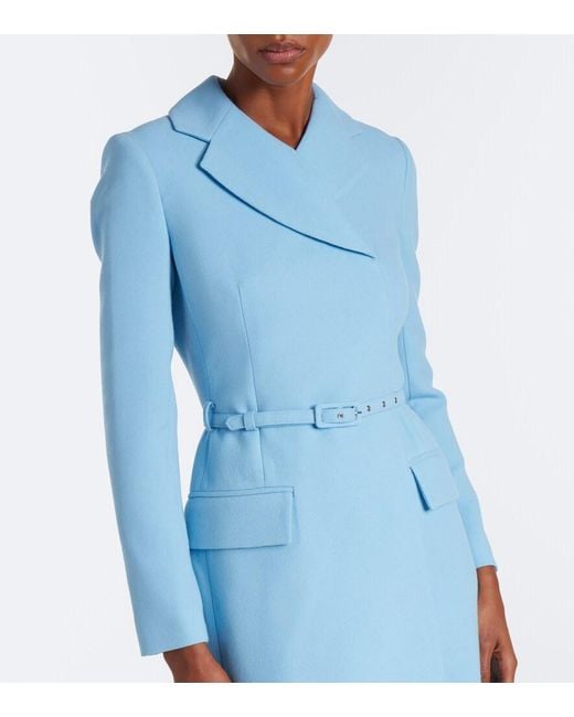 Emilia Wickstead Blue Kalonice Wool Crepe Midi Dress