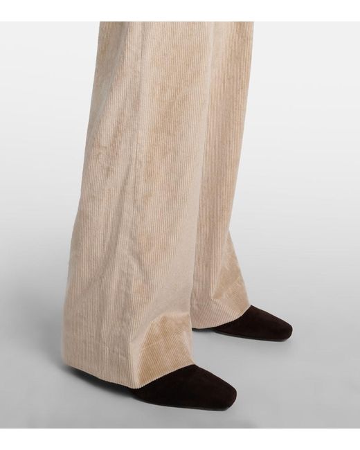 Veronica Beard Natural Grigore Cotton-Blend Corduroy Wide-Leg Pants
