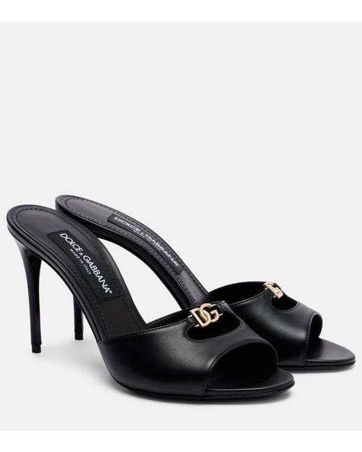 Dolce & Gabbana Black Dg Leather Mules