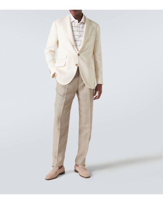 Blazer en lin et laine melanges Brunello Cucinelli pour homme en coloris White