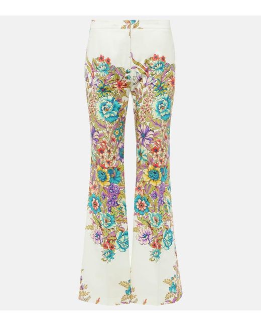 Pantalones Flared En Mezcla De Algodon Etro de color Green