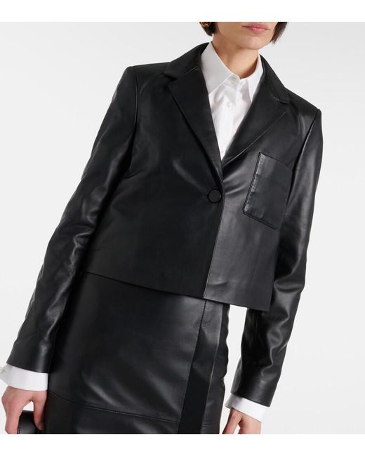 Joseph Black Cropped Leather Jacket