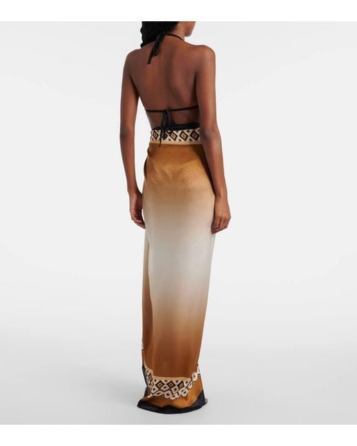 Max Mara Metallic Ottico Silk Beach Cover-Up