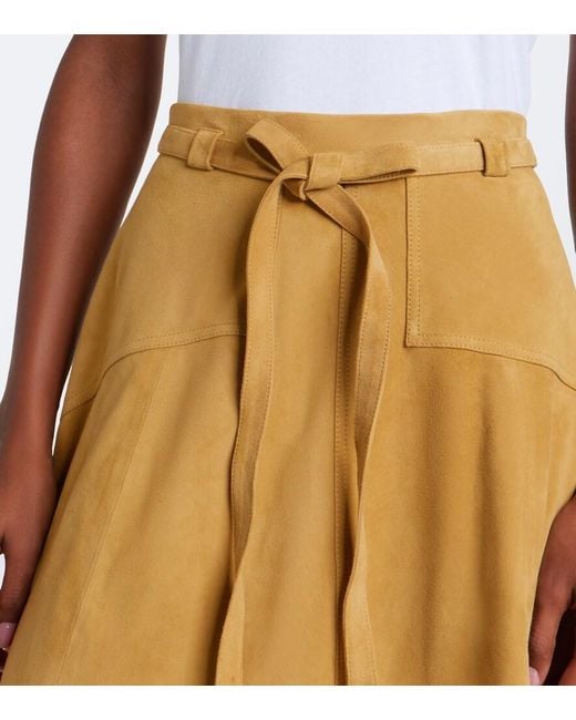 Polo Ralph Lauren Natural Belted Suede Midi Skirt