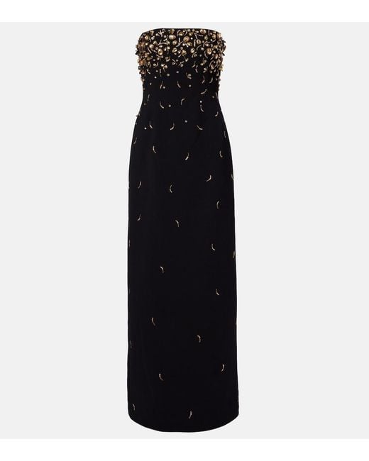Jonathan Simkhai Black Reign Embellished Crepe Bustier Gown