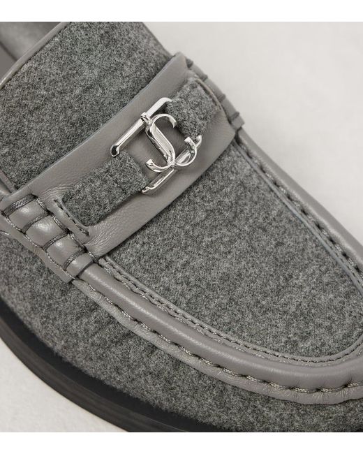 Jimmy Choo Gray Loafers Addie Aus Flanell Mit Leder