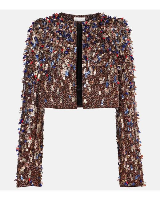 Dries Van Noten Brown Lame Cropped Jacket