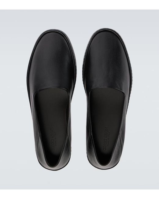 Giorgio Armani Slip-Ons Aus Leder in Black für Herren