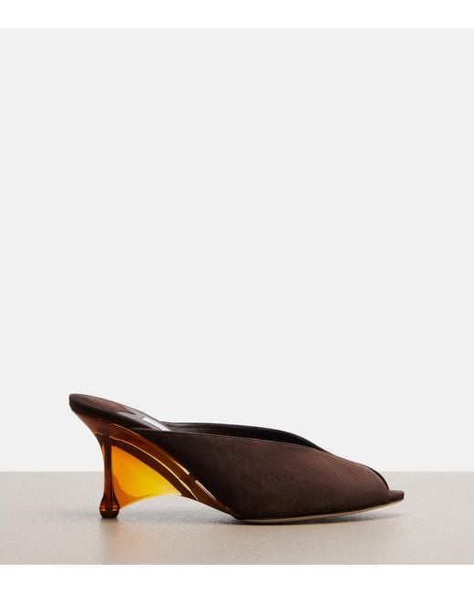 Jimmy Choo Brown Glace Suede Peep-Toe Wedge Mules