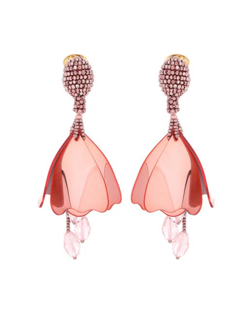 Oscar de la Renta Pink Impatiens Mini Clip-on Earrings