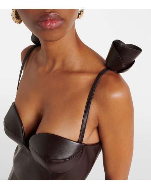 Magda Butrym Black Bustier-Kleid Aus Leder