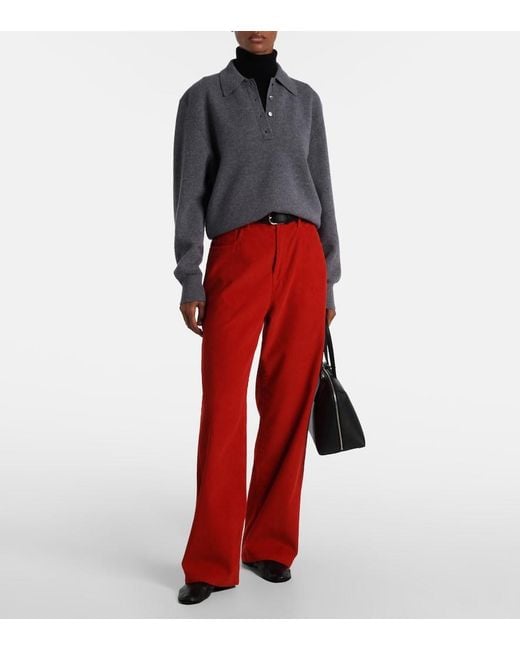 Rohe Red Cotton Corduroy Wide-Leg Pants