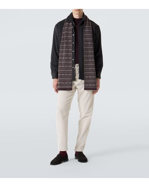 Sciarpa Fair Isle di Eleventy in Brown da Uomo