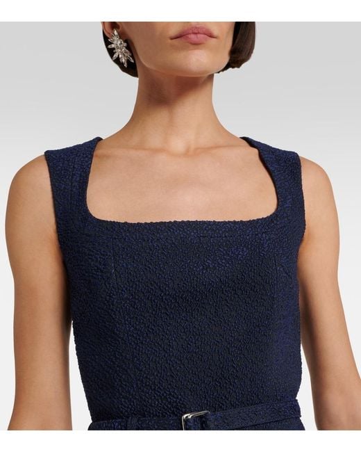Emilia Wickstead Blue Pinah Cotton-Blend Boucle Midi Dress