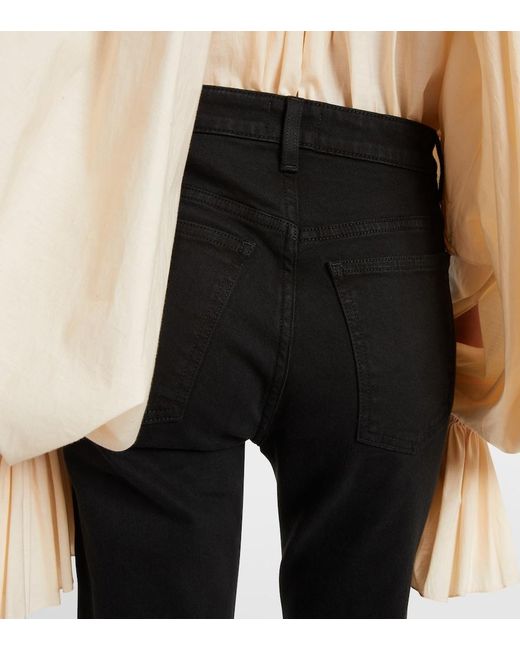 Khaite Black Vivian High-Rise Cropped Flared Jeans