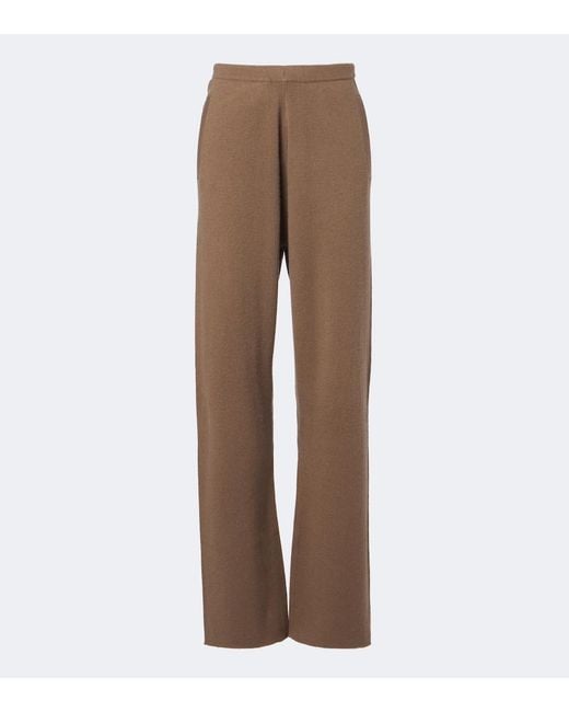 Extreme Cashmere Brown N°479 Runaway Cashmere-Blend Wide-Leg Pants