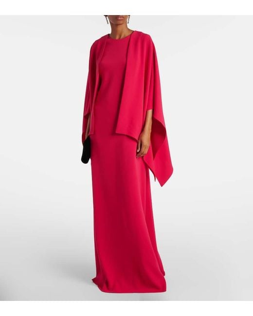 Robe Longue En Soie Melangee Oscar de la Renta en coloris Red