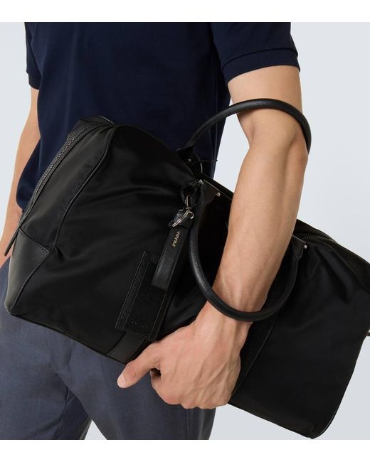 Llavero Saffiano De Piel Con Logo Prada de hombre de color White