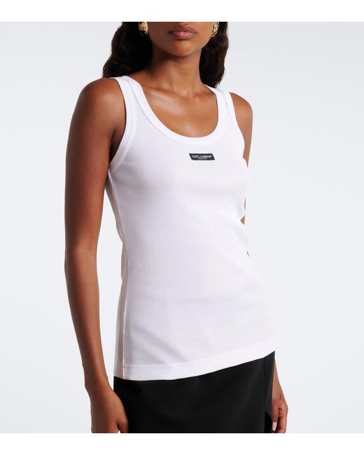 Dolce & Gabbana White Logo Cotton Tank Top