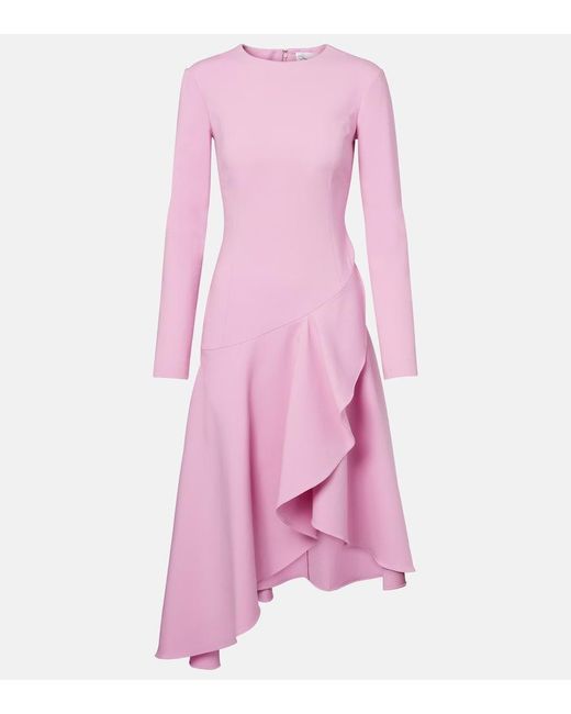 Oscar de la Renta Pink Asymmetric Wool-Blend Cocktail Dress