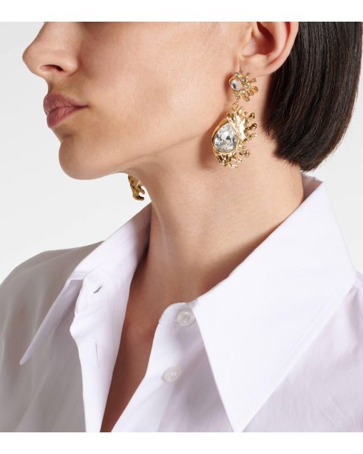 Oscar de la Renta Metallic Cactus Embellished Drop Earrings
