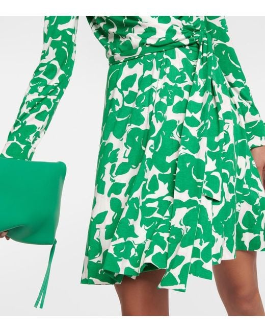 Diane von Furstenberg Green Didi Floral-Print Shirtdress