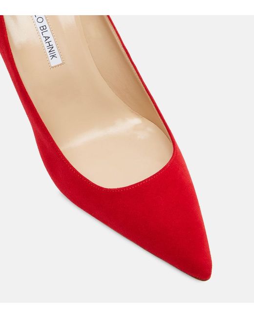 Manolo Blahnik Red Bb 90 Suede Pumps