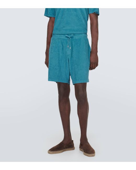 Frescobol Carioca Blue Augusto Cotton-blend Terry Shorts for men