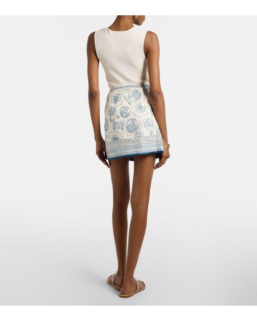 ALÉMAIS Blue Lucky Printed Linen Miniskirt