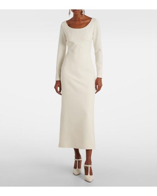 Safiyaa White Bridal Gullu Caped Crepe Midi Dress