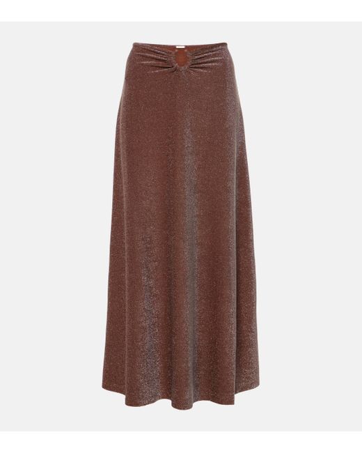 Johanna Ortiz Brown Ring-detail Embellished Maxi Skirt