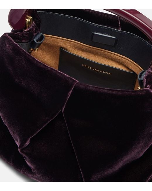 Dries Van Noten Black Tote Bag Crisp Small Aus Samt