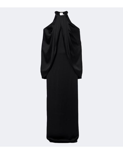 Stella McCartney Black Caped Satin Halterneck Gown