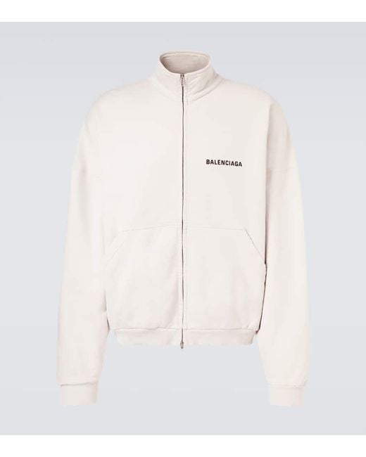Balenciaga Natural Logo Cotton Jersey Track Jacket for men