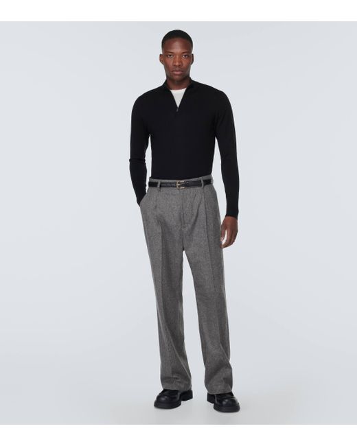 Sunspel Black Wool Half-zip Sweater for men