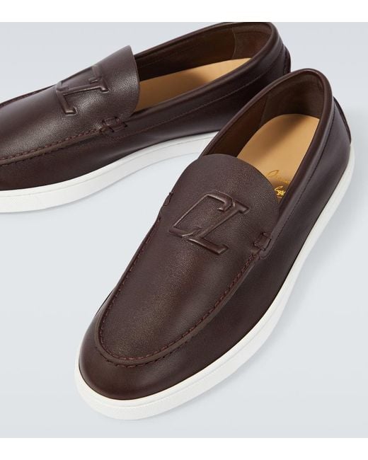 Christian Louboutin Slip-Ons Varsiboat Aus Leder in White für Herren