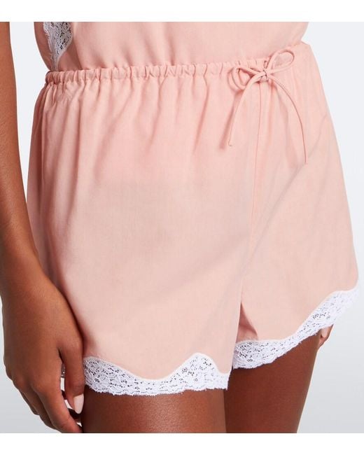 Posse Pink Tabitha Lace-Trimmed Shorts