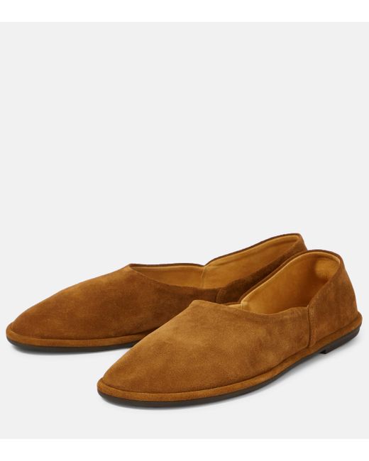 The Row Brown Canal Suede Loafers