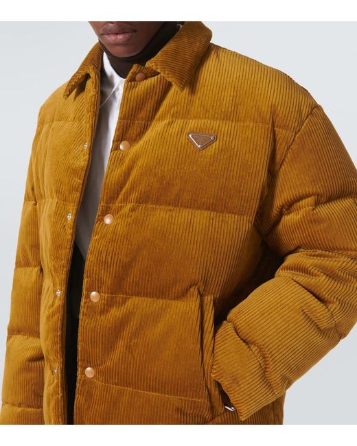 Prada Yellow Cotton Corduroy Puffer Jacket for men