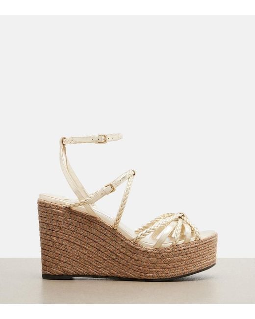 Jimmy Choo Metallic Nyra Braided Leather Espadrille Wedges