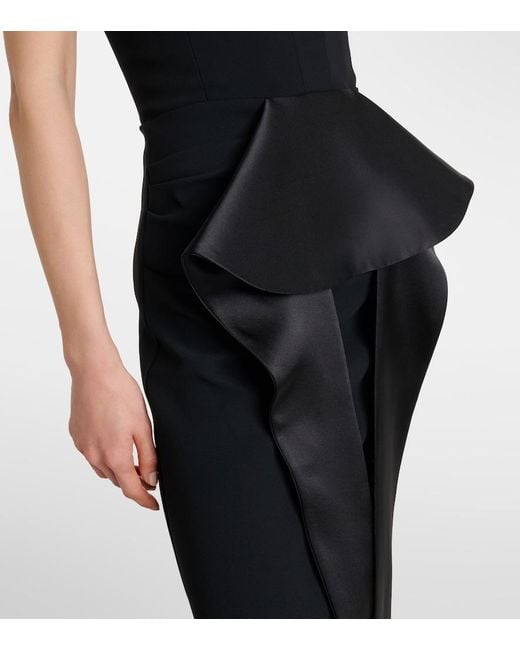 Maticevski Black Barrier Off-Shoulder Satin Midi Dress