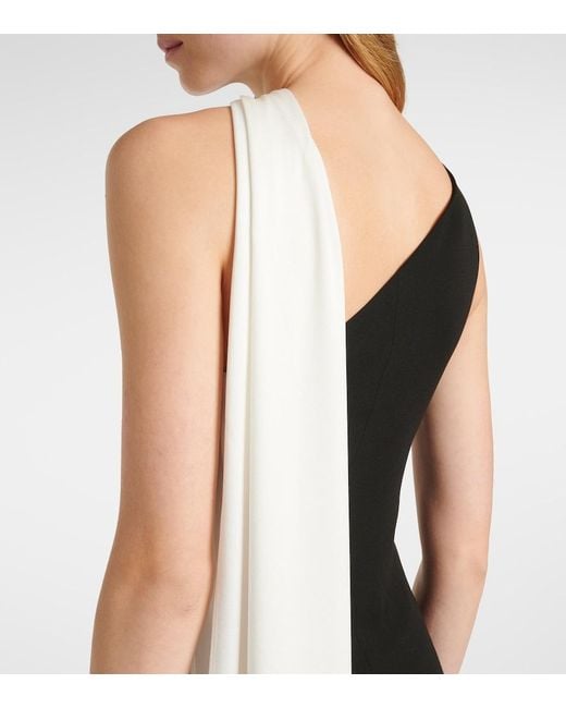 Roland Mouret Black Scarf-Detail One-Shoulder Gown