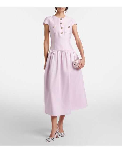 Self-Portrait Pink Taffeta Midi Dress