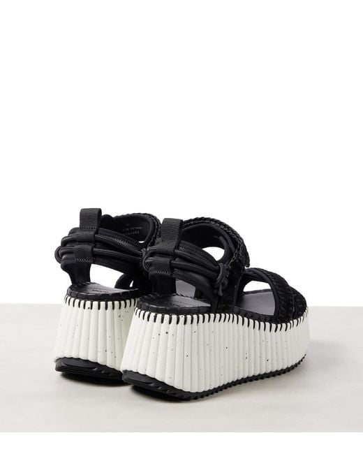 Chloé Black Nama Wedge Sandals
