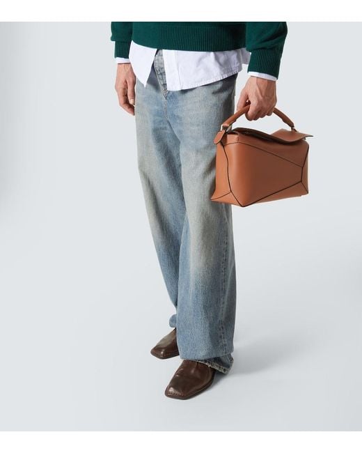 Loewe Brown Puzzle Small Leather Shoulder Bag for men