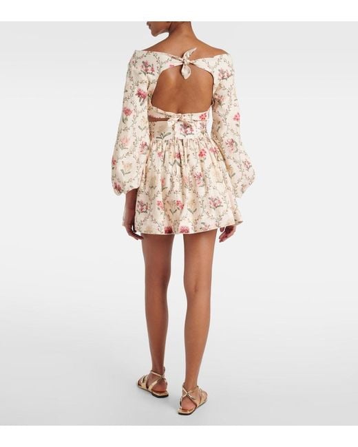 Agua Bendita Natural Floral Linen Top