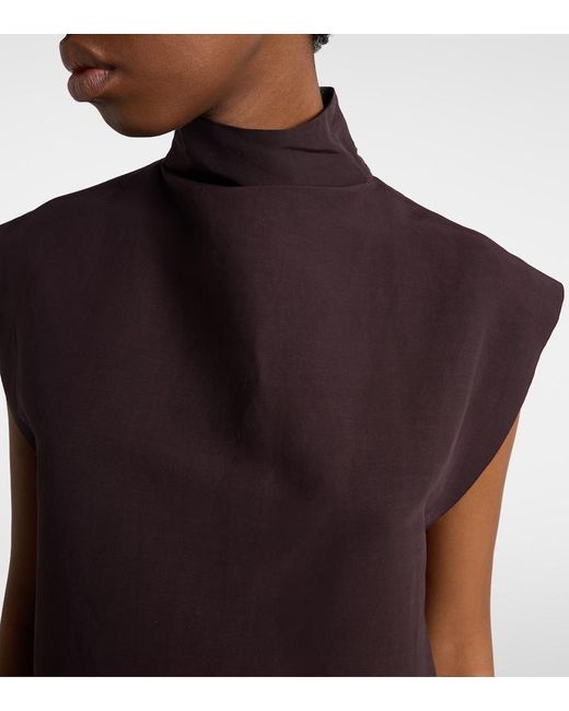 Alaïa Black Poplin Turtleneck Top