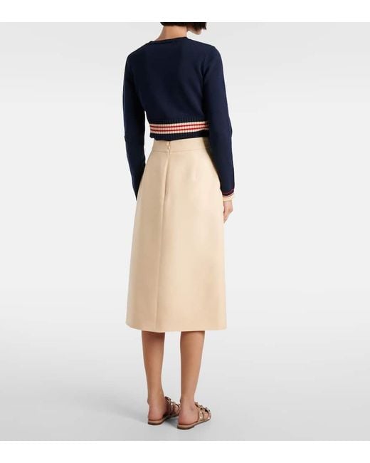 Falda Midi De Crepe Couture Valentino de color Natural