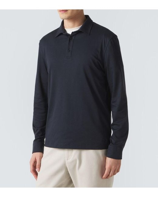 Agnona Blue Cotton And Silk Polo Shirt for men