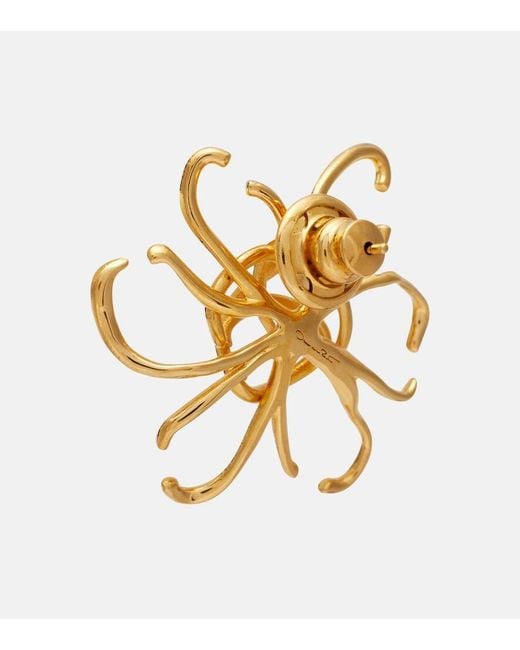 Oscar de la Renta Metallic Wire Flower Earrings